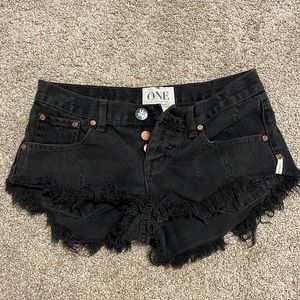 Black One Teaspoon Distressed jean shorts. Size 25. Great condition.